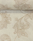 Pure Linen Foliage Embroidered Fabric Ivory/Natural | BH LINEN novelty linen fabric