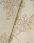 Pure Linen Foliage Embroidered Fabric Ivory/Natural | BH LINEN novelty linen fabric