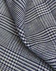 Pure Linen Houndstooth Checker Navy/Off-White | BH LINEN novelty linen fabric