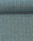 Pure Linen Houndstooth Checker Turquoise/Off-White | BH LINEN novelty linen fabric