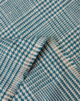 Pure Linen Houndstooth Checker Turquoise/Off-White | BH LINEN novelty linen fabric