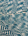 Pure Linen Houndstooth Checker Turquoise/Off-White | BH LINEN novelty linen fabric
