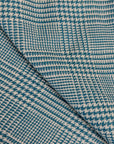 Pure Linen Houndstooth Checker Turquoise/Off-White | BH LINEN novelty linen fabric