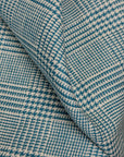 Pure Linen Houndstooth Checker Turquoise/Off-White | BH LINEN novelty linen fabric