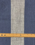 Pure Linen Yarn-Dyed 3" Stripe Indigo | BH LINEN novelty linen fabric