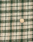 Pure Linen Rustic Plaid 3-Tone Mesh Green | BH LINEN novelty linen fabric