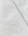 Pure Linen Tile Flower Embroidered Fabric | BH LINEN novelty linen fabric