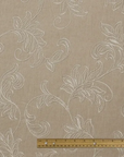 Pure Linen Foliage Embroidered Fabric Ivory/Natural | BH LINEN novelty linen fabric
