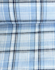 Pure Linen Blue Large Plaid 3-Tone Yarn-dyed Fabric | BH LINEN novelty linen fabric
