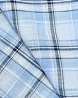 Pure Linen Blue Large Plaid 3-Tone Yarn-dyed Fabric | BH LINEN novelty linen fabric