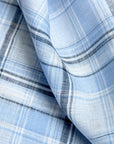 Pure Linen Blue Large Plaid 3-Tone Yarn-dyed Fabric | BH LINEN novelty linen fabric