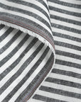 Pure Linen Yarn-Dyed 1/4" Stripe 2-Tone Black/Off-White | BH LINEN novelty linen fabric
