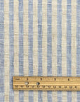 Pure Linen 3-Tone Jacquard Stripe Fabric Aqua/Indigo/Yellow | BH LINEN novelty linen fabric