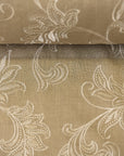 Pure Linen Foliage Embroidered Fabric Natural/Ivory | BH LINEN novelty linen fabric