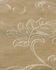 Pure Linen Foliage Embroidered Fabric Natural/Ivory | BH LINEN novelty linen fabric