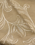 Pure Linen Foliage Embroidered Fabric Natural/Ivory | BH LINEN novelty linen fabric