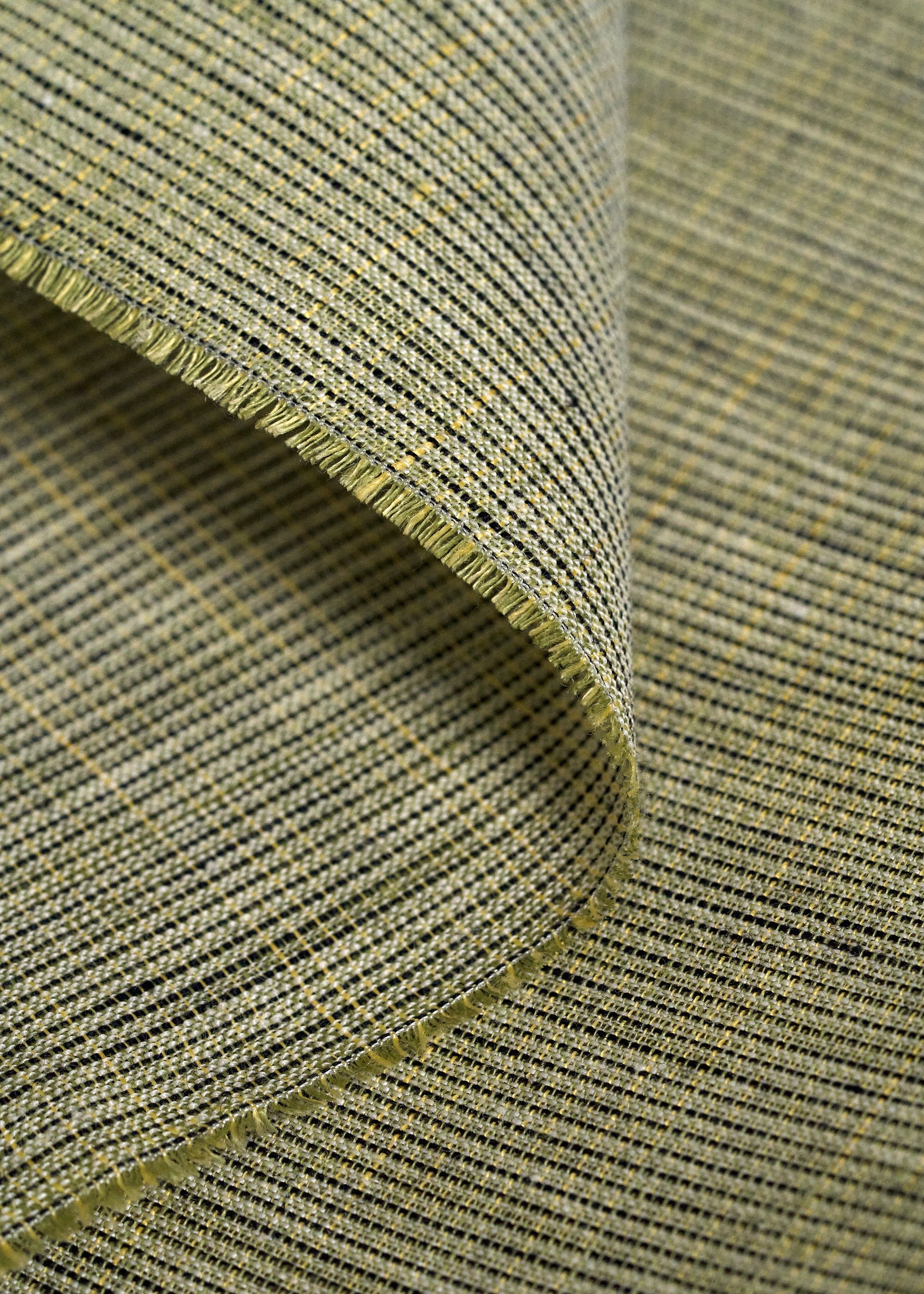 Pure linen yarn-dyed stripe green tweed
