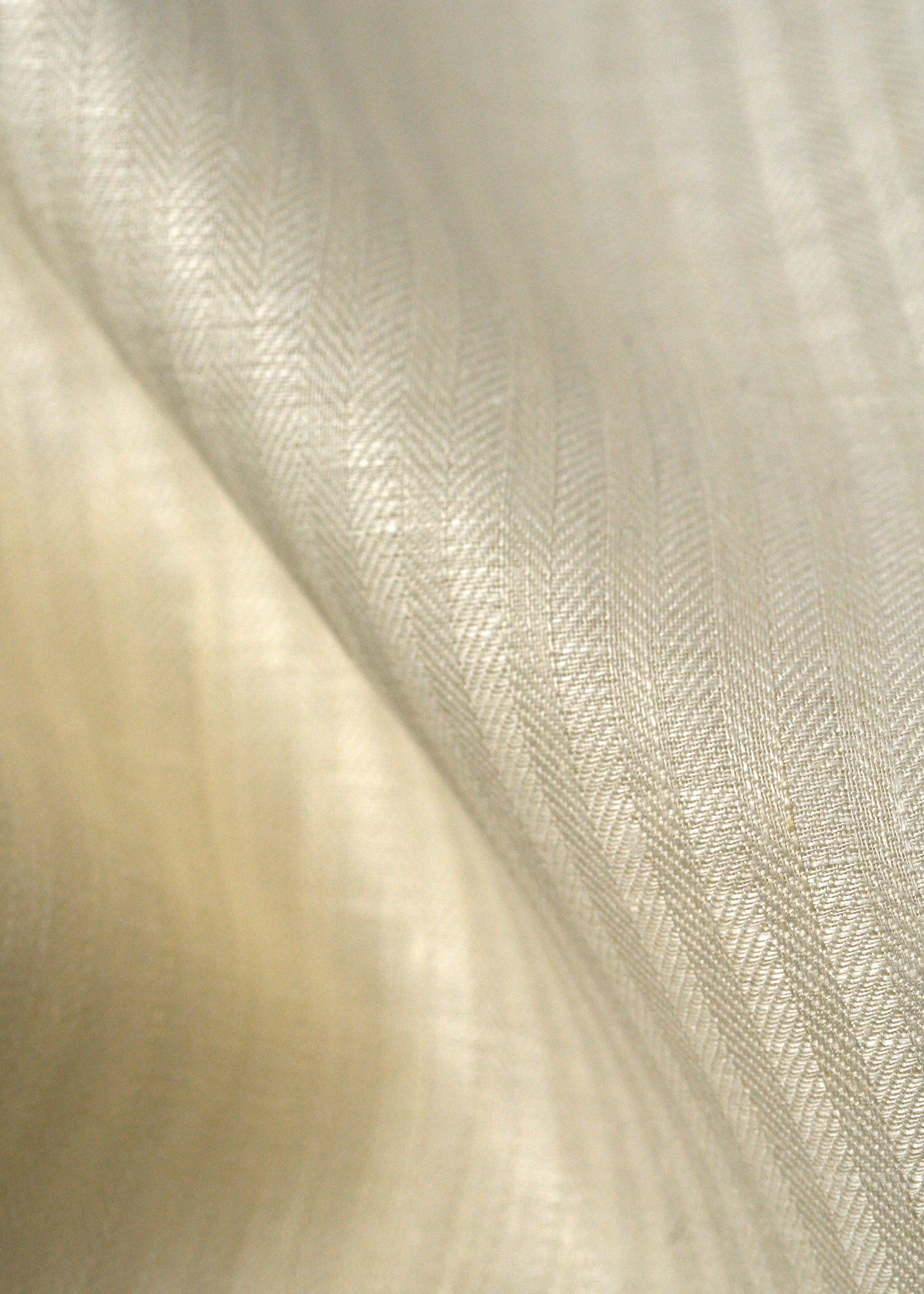 Pure linen herringbone ivory fabric