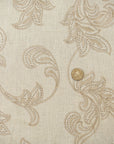 Pure Linen Foliage Embroidered Fabric Ivory/Natural [LNE-STY3]