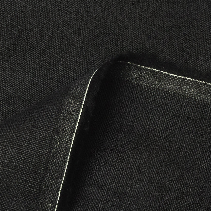 Pure Linen fabric 10.5oz Black | BH LINEN pure linen fabric by the yard