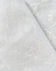 Pure Linen Tile Flower Embroidered Fabric [LNE-STY2]
