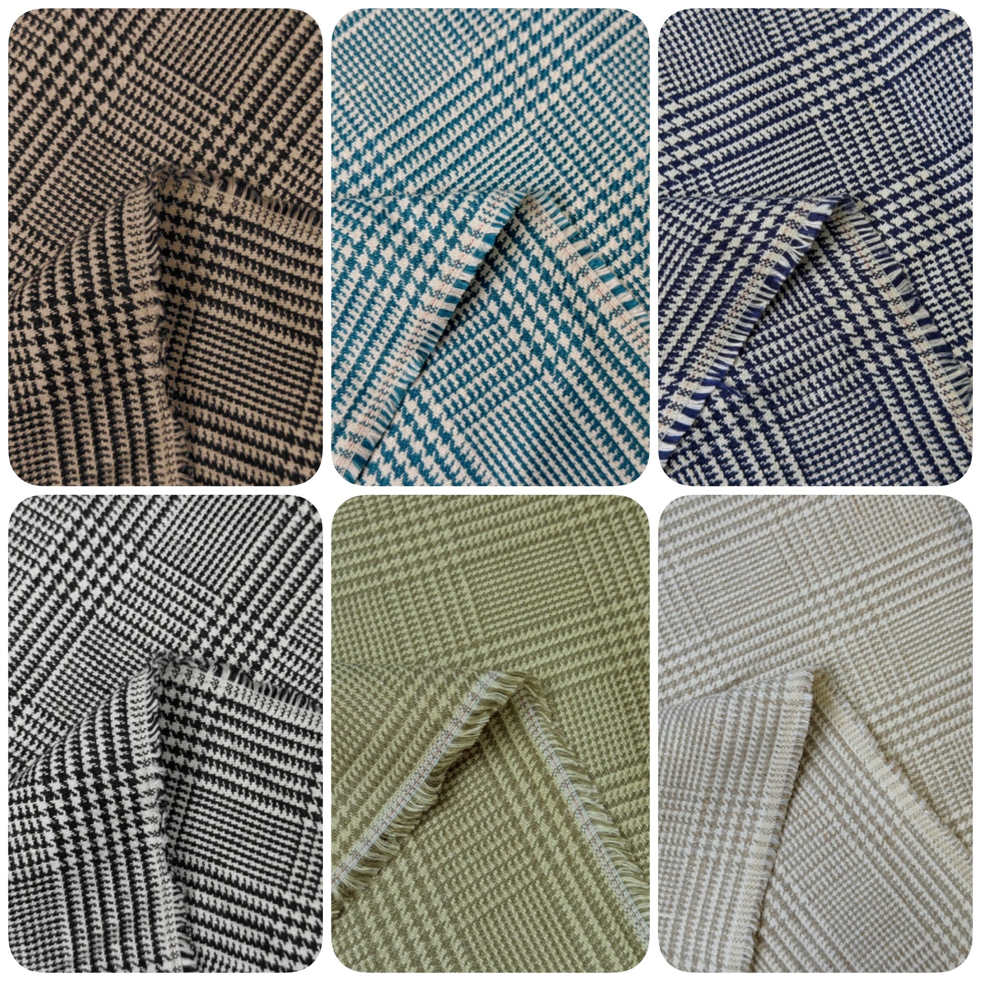(Swatch) Pure Linen Houndstooth Checker Fabric [LNY-HTCK]