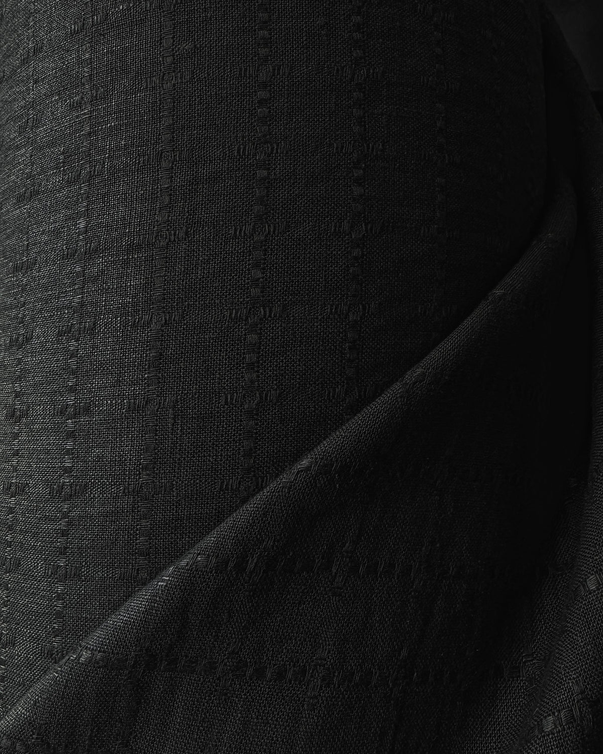 Pure Linen Fabric Plaid Windowpane (Black)