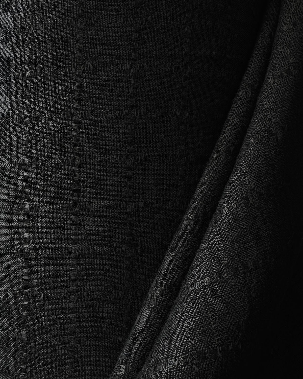 Pure Linen Fabric Plaid Windowpane (Black)