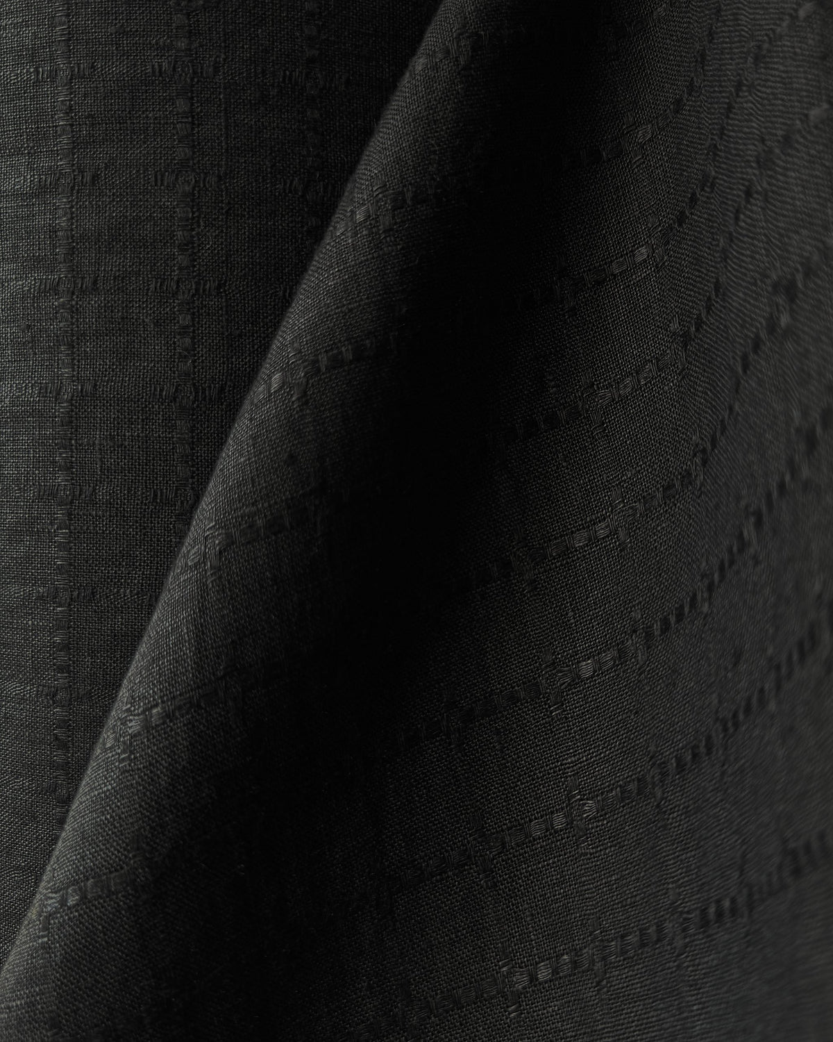 Pure Linen Fabric Plaid Windowpane (Black)
