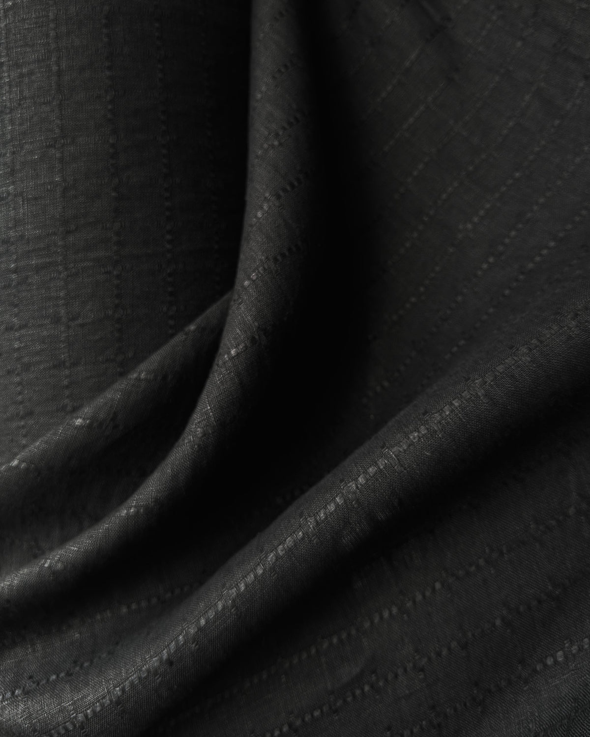 Pure Linen Fabric Plaid Windowpane (Black)