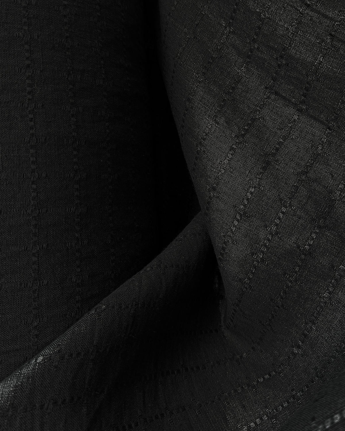 Pure Linen Fabric Plaid Windowpane (Black)