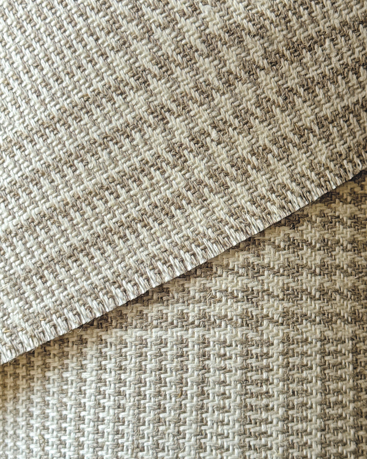 Pure Linen 2-Tone Houndstooth Largecheck Fabric Natural/Ivory