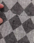 Pure Linen Yarn-Dyed Quilted Mesh Black/Terracota [LNY-JQDB]
